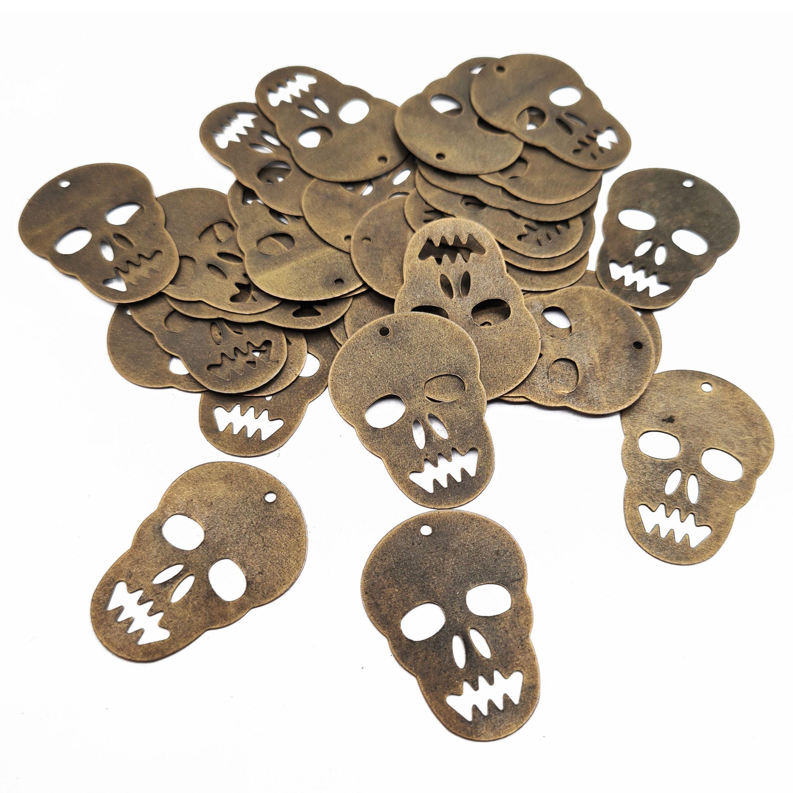 Calavera Chapa Grande Bronce Kaizen Bijoux