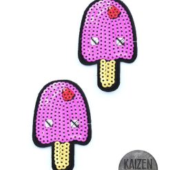 Aplique Termoadhesivo Helado Fucsia Con Lentejuelas