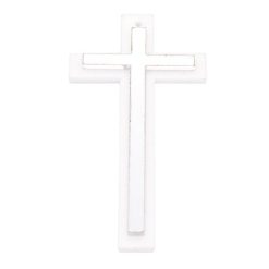 Cruz Base Blanca Con Plata