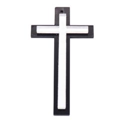 Cruz Base Negra Con Plata