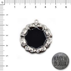 Dije Flor Esmaltado negro