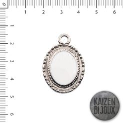 Dije oval chico de 18*33 mm c/esmaltado blanco