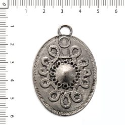 Dije oval con dibujo niquel pat.