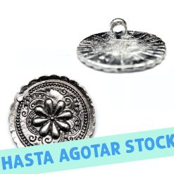 Dije redondo c/flor 40mm pat.