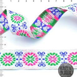 Galon Bordado 2,5cm base Blanca