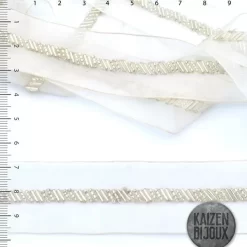 Galon Bordado Mostacilla blanco linea fina