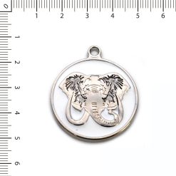 Medalla Elefante esmaltado blanco