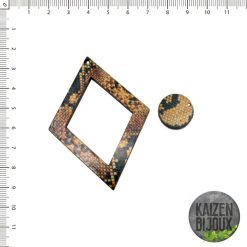 Pieza Animal print rombo y circ. madera