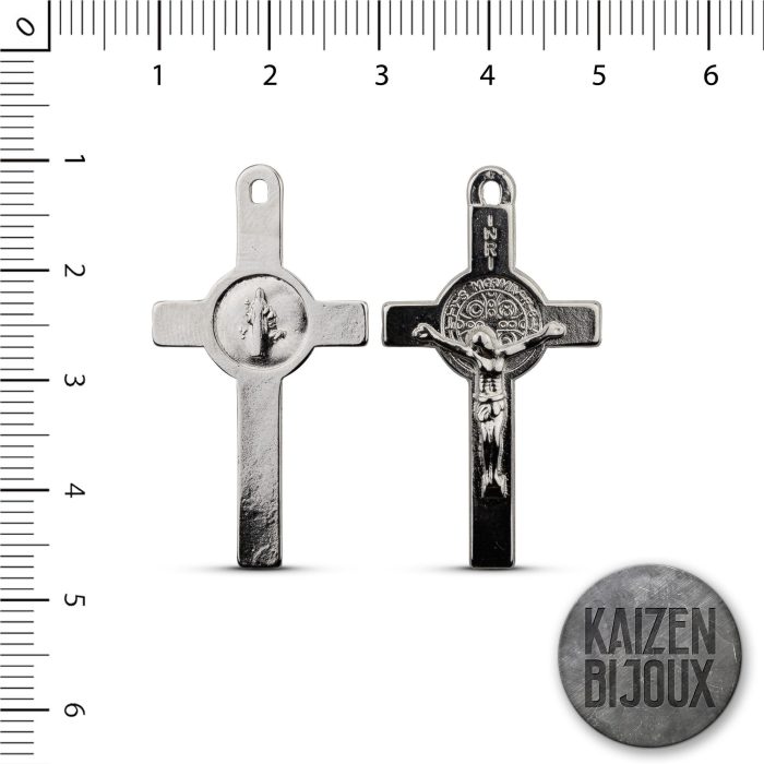 Medalla San Benito c/Cristo 30mm - Kaizen Bijoux