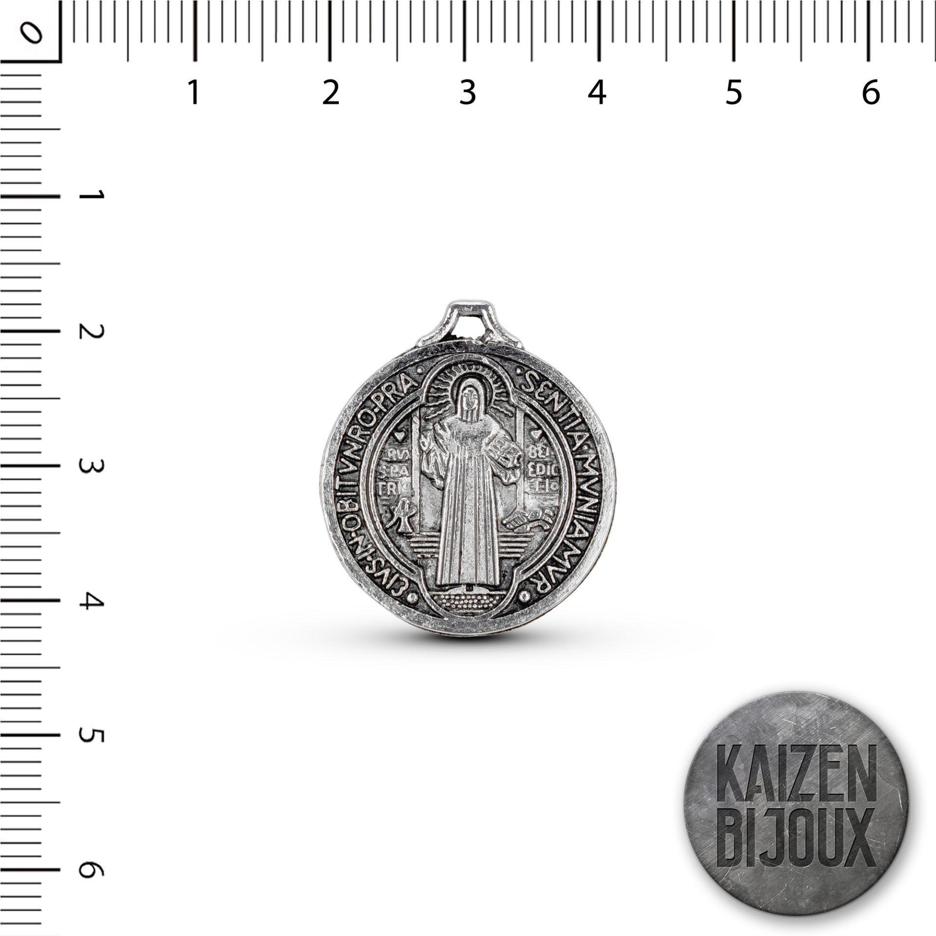 Medalla San Benito c/Cristo 30mm - Kaizen Bijoux